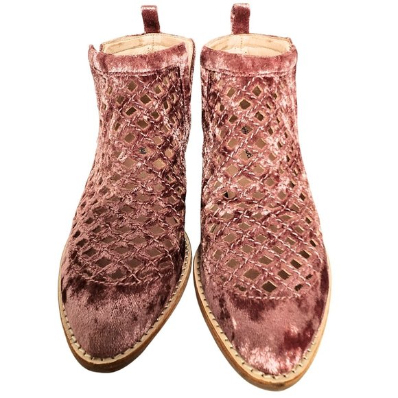 Jeffrey Campbell Taggart Women's Ankle Booties Pink Crushed Velvet Size 6 - Picture 3 of 10
